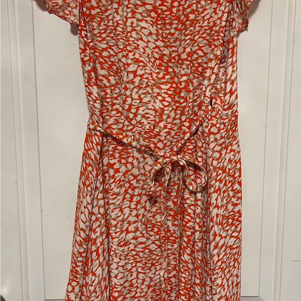 Free People Wrap Mini Dress Ruffle Boho French Quarter Romantic Orange Resort XS - Picture 6 of 11
